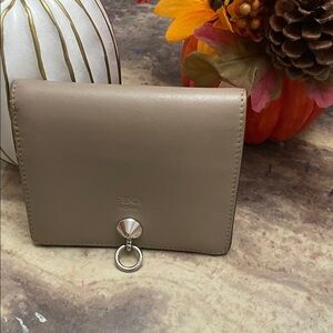 Fendi Taupe Leather Key & Card Holder